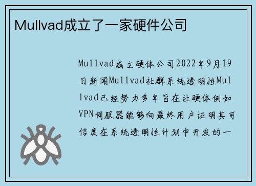 Mullvad成立了一家硬件公司 